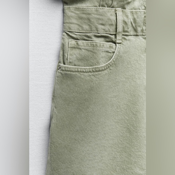 Zara romper jumpsuit denim jeans olive green - Picture 10 of 11